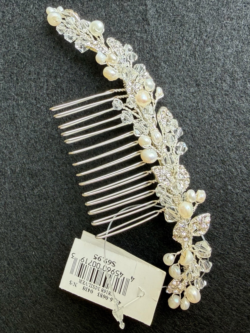 Silver Crystal & Faux Pearl Bridal Hair Comb | Wedding Hair Accessory | NWT